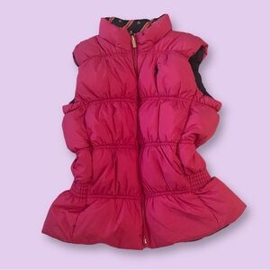EUC GIRLS Pink & Blue RALPH LAUREN POLO REVERSIBLE PUFFER DOWN VEST